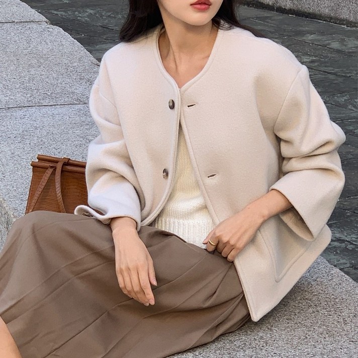 국내원단국내봉제 노카라 울 자켓 3 colors