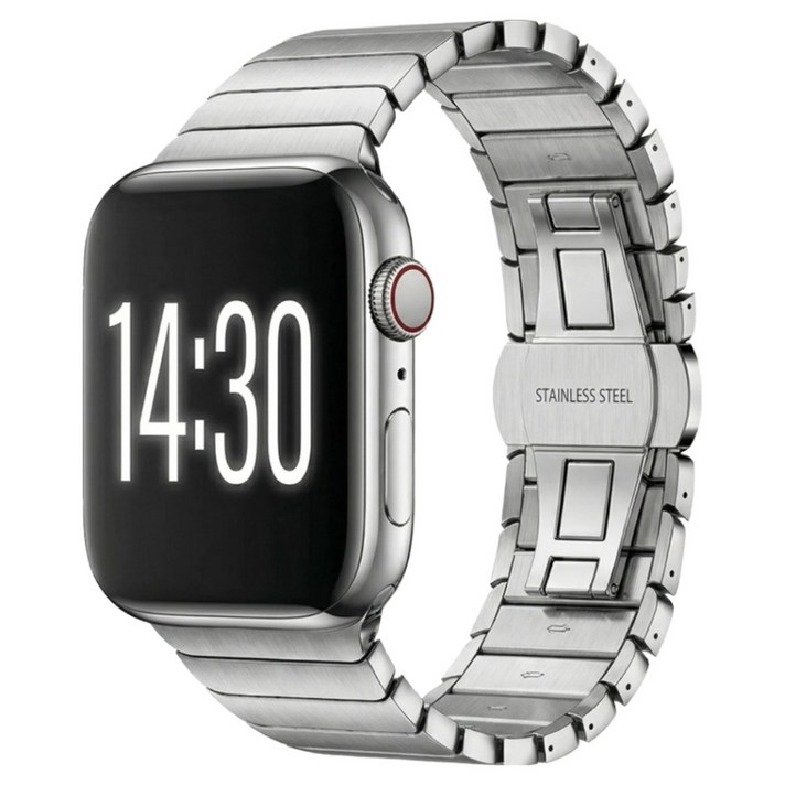 BuGeum 애플워치 스트랩 슬림형 메탈 스테인리스, 1개, 은색