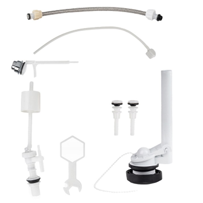 두진 바스 측면 버튼형 무소음 양변기 부속품 + 조립 공구 세트, 혼합색상