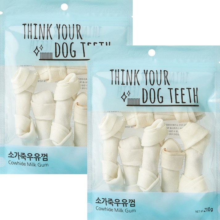 강아지 Think your dog teeth 소가죽우유껌 중형 210g 6p
