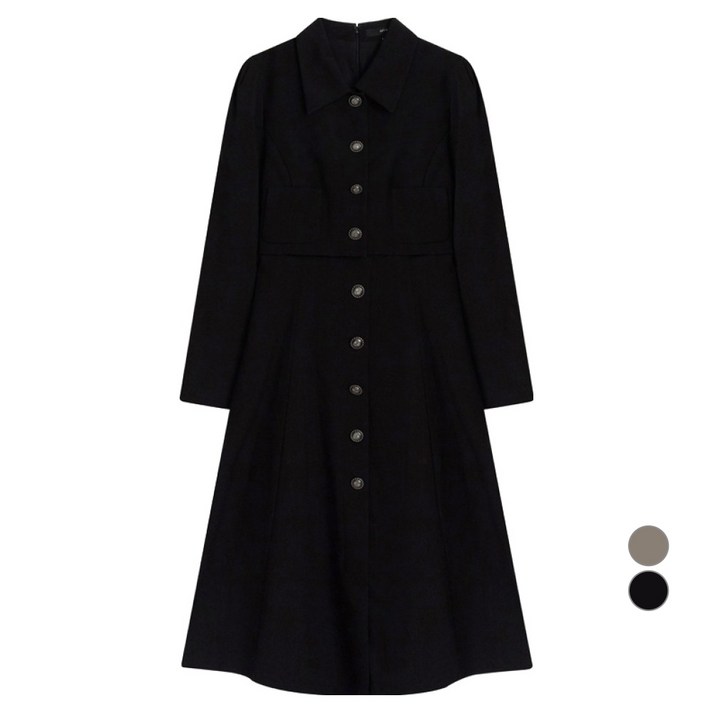 온앤온 여성용 카라형 투인원 롱 플레어 원피스