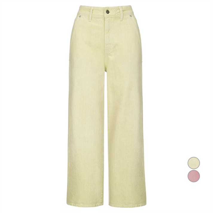 온앤온 여성용 컬러 다잉 와이드 면 데님 팬츠 NEJ3ML607