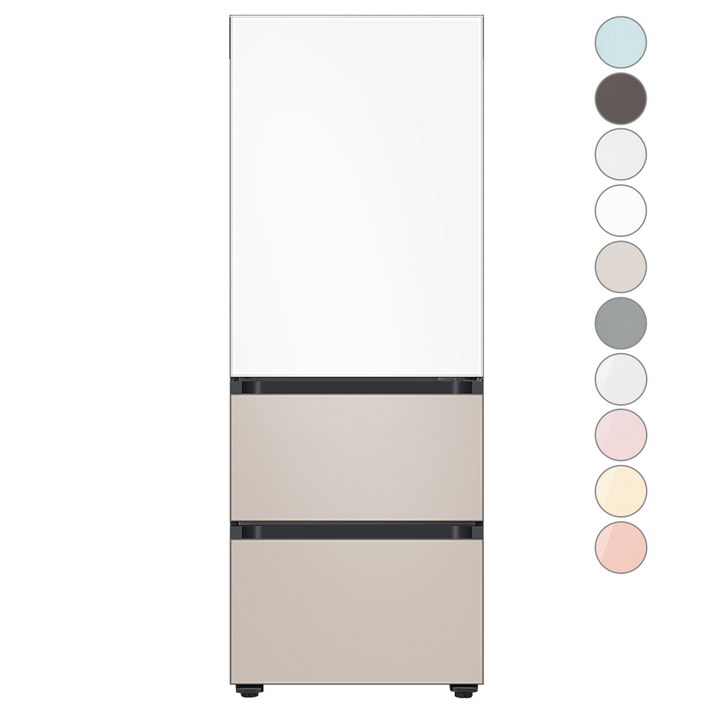 삼성비스포크키친핏 [색상선택형] 삼성전자 비스포크 김치플러스 3도어 키친핏 냉장고 313L 방문설치