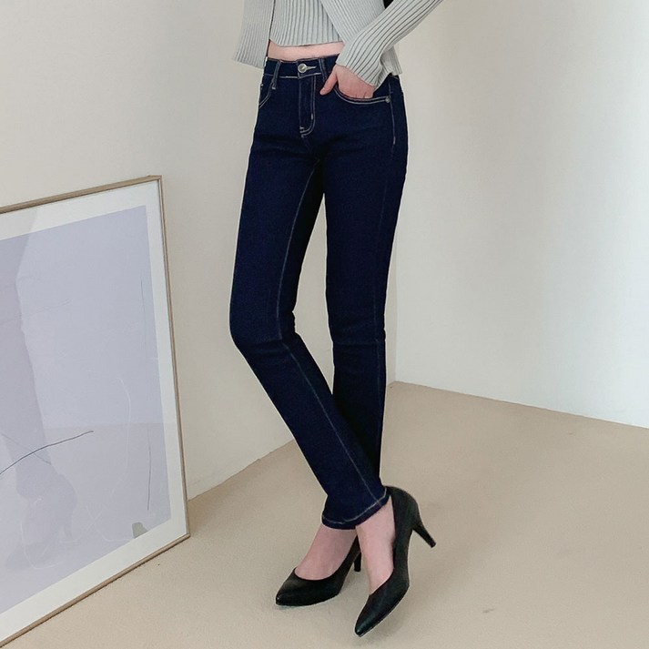 진마니아 여성용 허리스판 슬림 베이직 스트레이트핏 데님 팬츠 C958WNA