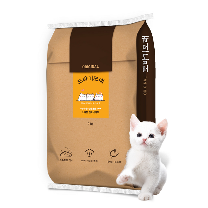 벤토나이트 또바기고양이모래 오리지널 9kg 국내생산 무향, 1개, 9kg, 무향