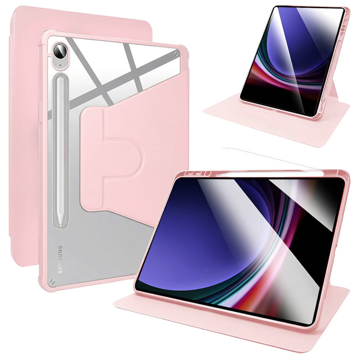 디상커 갤럭시 탭 720도 회전 단색 투명 펜슬수납 태블릿 케이스 S11 울트라/S11/S10 FE+/S9 FE+/S9 FE/A11+/A9+ 14.6/13.1/12.4/11인치