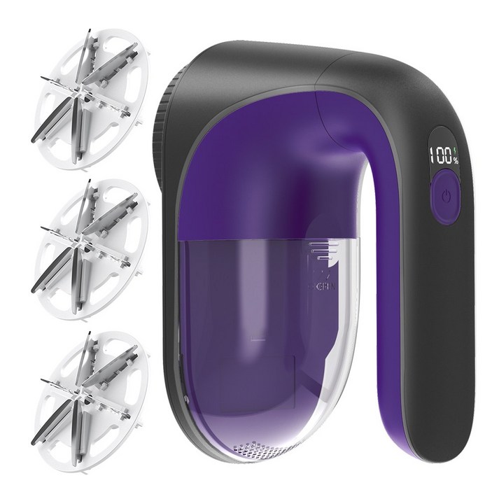 SmartGo 프리미엄 보풀제거기 휴대용 충전식 6중날 대용량 세탁소용 강력한 보풀제거기, 블랙