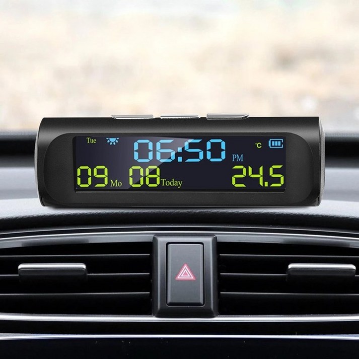 자동차시계 야외 개인 부품 장식 액세서리 lcd 시간 날짜와 차내 온도 디스플레이 태양 광 디지털 차량시계