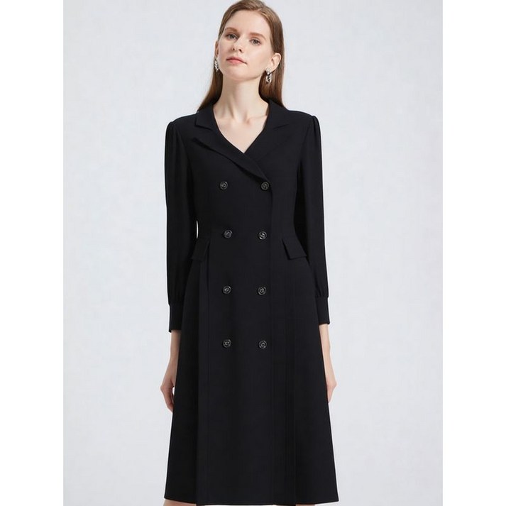 베스띠벨리 블랙 더블 테일러드 플리츠 원피스