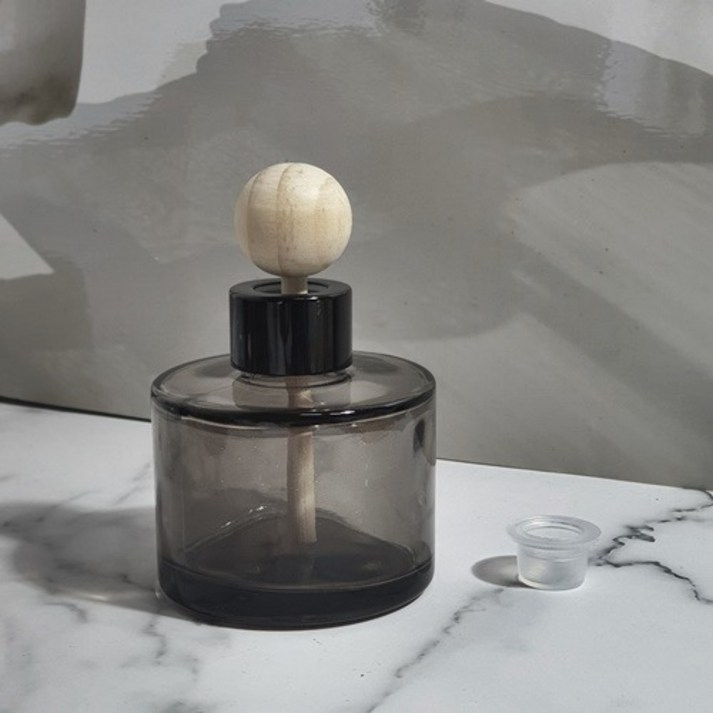 디퓨저용기 - 원형 컬러 블랙 100ml ( 사탕볼우드스틱 대 포함 ), 골드, 100ml, 1개