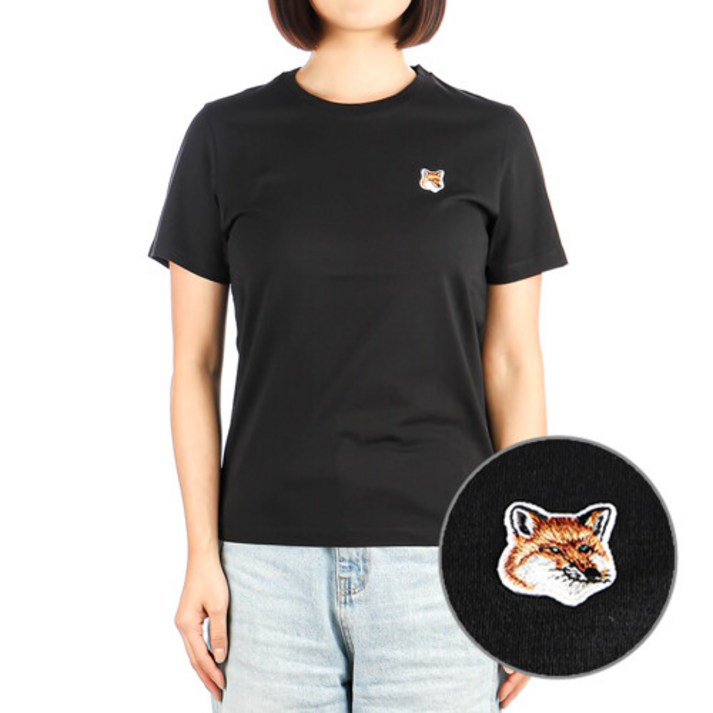[메종키츠네] 24SS (LW00105KJ0008 BLACK) 여성 폭스헤드 반팔 티셔츠