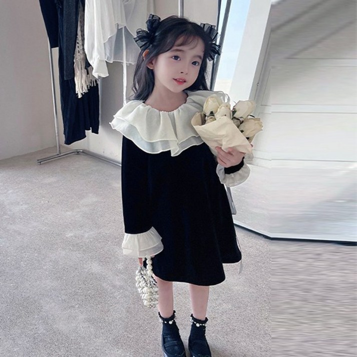 꼬꼬몽 레이스블랙 벨벳 원피스 여아동복