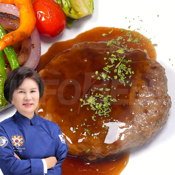 [TV홈쇼핑정품 인포벨]박미란 한식 명장 진미 함박 스테이크 국내산 원육 숯불 육즙가득 밥반찬 햄버그