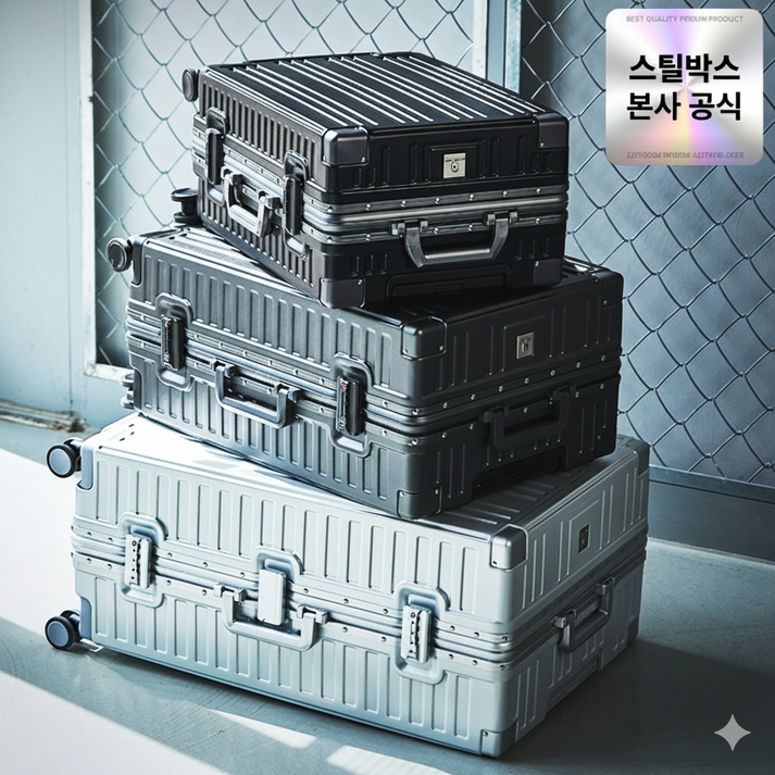 스틸박스 하드 캐리어 100% PC 폴리카보네이트 대용량 기내용 대형 캐리어