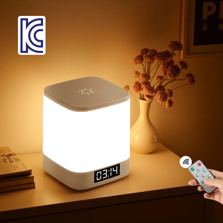 무선 LED 무드등 수유등 충전식 캠핑 램프 시계 내장 3색 조절 리모컨 포함 4800mAh대용량KC인증배터리