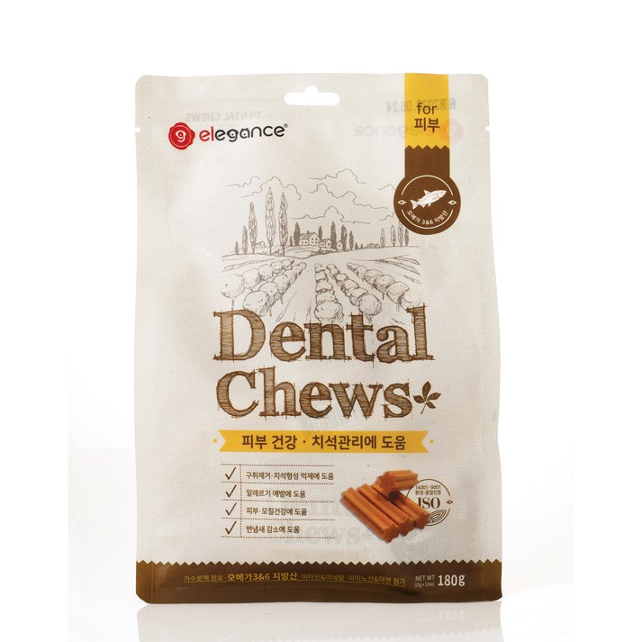 엘레강스펫 강아지 가수분해 저알러지 간식 덴탈츄 피부 건강 180g , 1세트 12ea, 10개, 180g