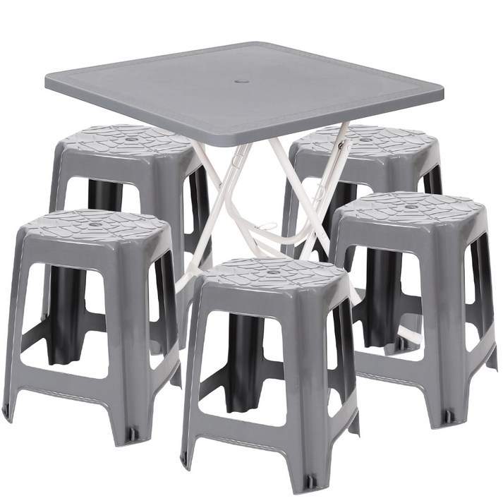 지오리빙 포장마차 사각 테이블 1개 사각의자 5개 세트