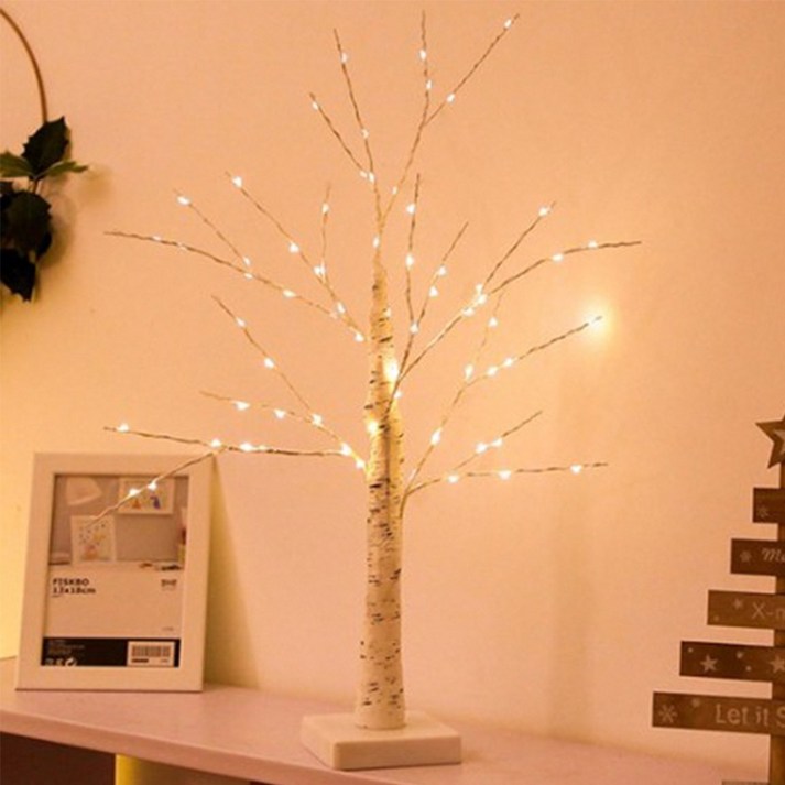 크리스마스 조화 장식 무드등 LED 자작나무 전구 트리 세트, 단일색상
