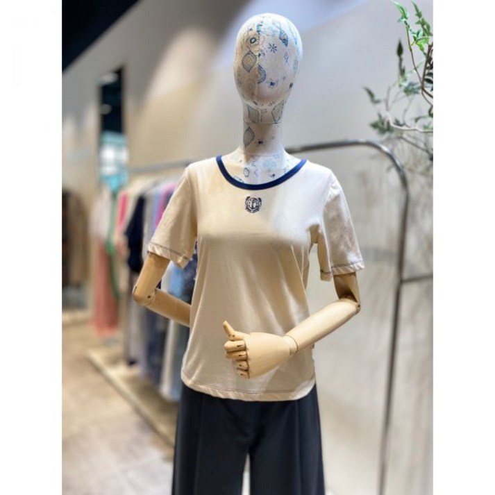 써스데이아일랜드 배색 시보리 U넥 자수 티셔츠T234MTS237W 백화점 아울렛 한정수량 3786007