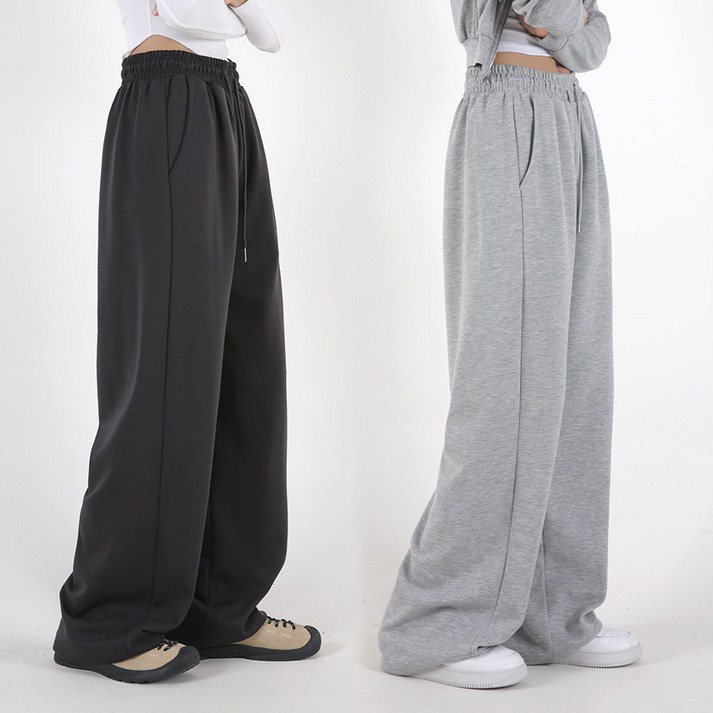 [오버나인] 여자 여성 무지 와이드 숏 롱 기장선택 트레이닝 팬츠 바지