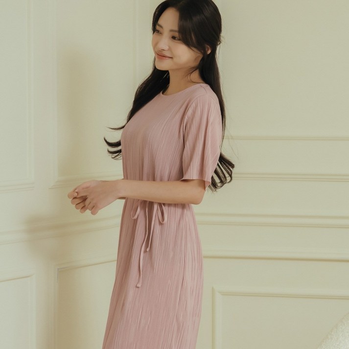 [라라슬림] 플리츠 홈웨어 여성 주름 롱 원피스