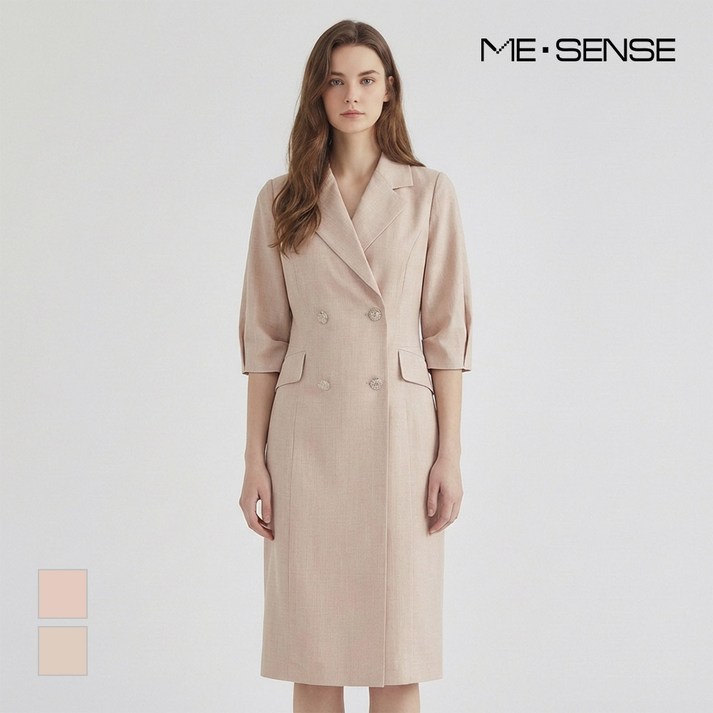 [미센스] 더블버튼 카라 원피스_MB33OPM103Z
