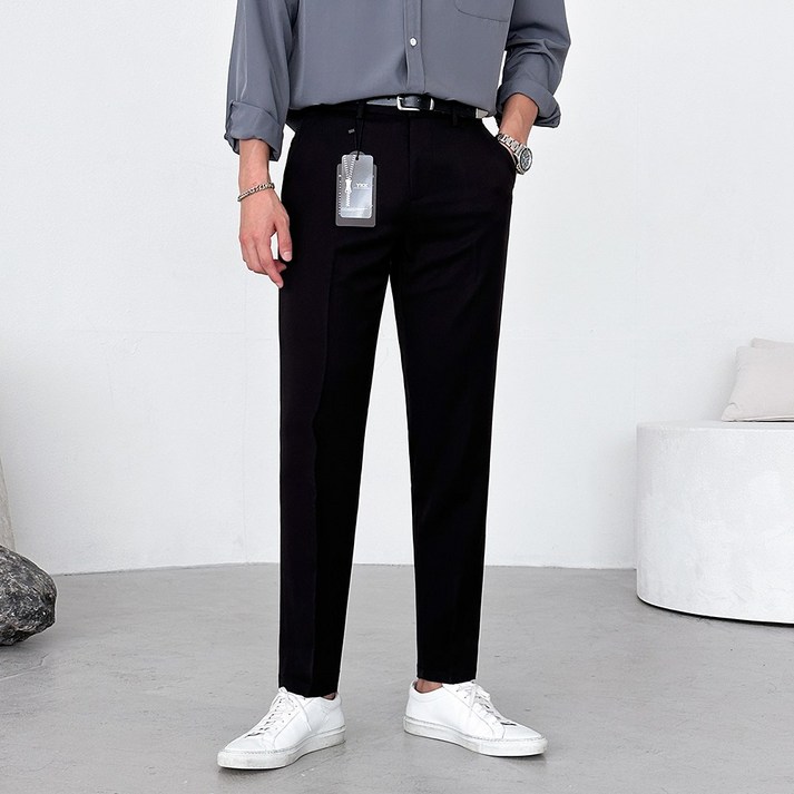 베이직바이블 남자 스판 슬랙스 빅사이즈 밴딩 바지 링클프리 출근룩 데일리용(5color)