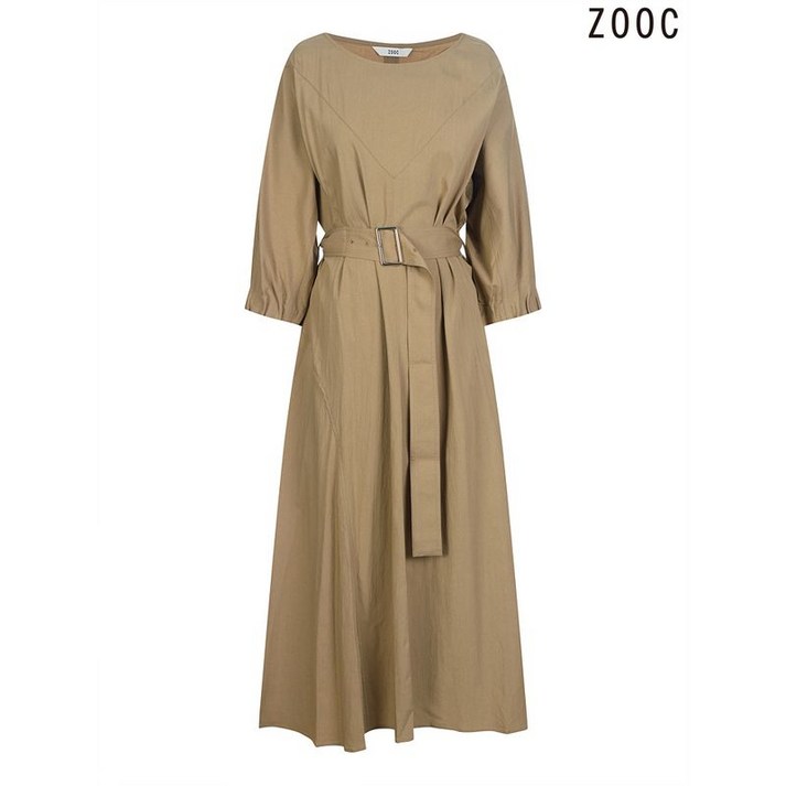 주크 라운드넥 롱 벨티드 원피스 V233PSE903 BE