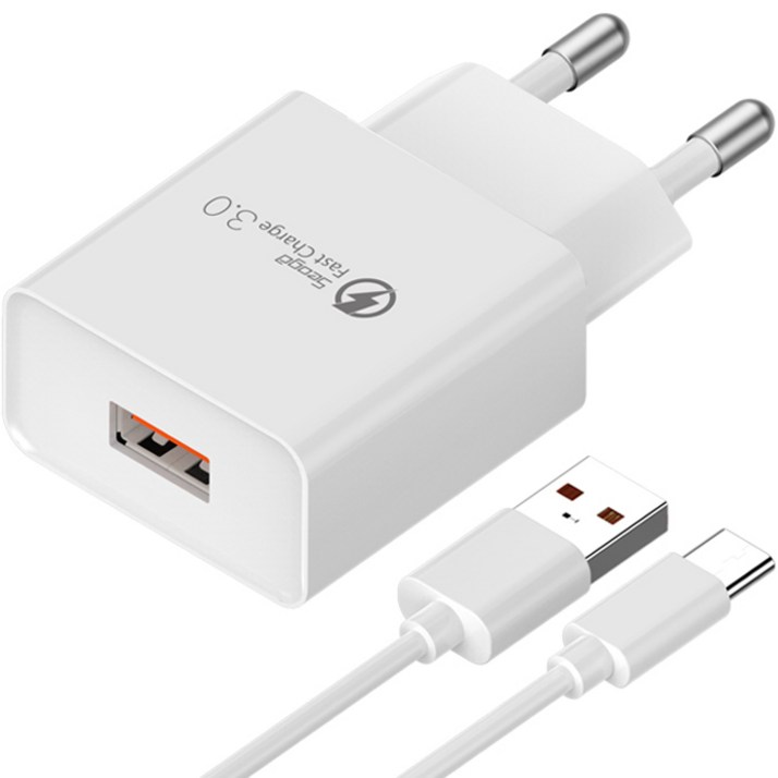 서가 퀵차지 QC3.0 18W USB 고속충전기 C타입 케이블 1.5m 세트, 화이트, 1개 서가 퀵차지 QC3.0 18W USB 고속충전기 C타입 케이블 1.5m 세트, 화이트, 1개