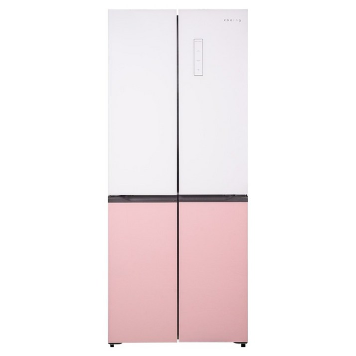 쿠잉전자 글램 글라스 대용량 418L 양문형 4도어 냉장고 방문설치, MD405GWP