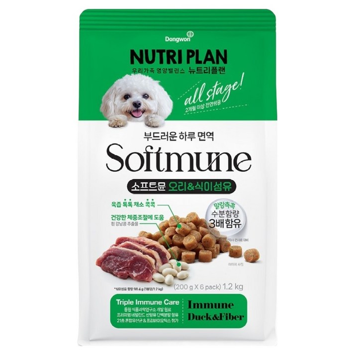 동원뉴트리플랜 전연령 강아지 소프트뮨 사료, 1개, 1.2kg, 오리
