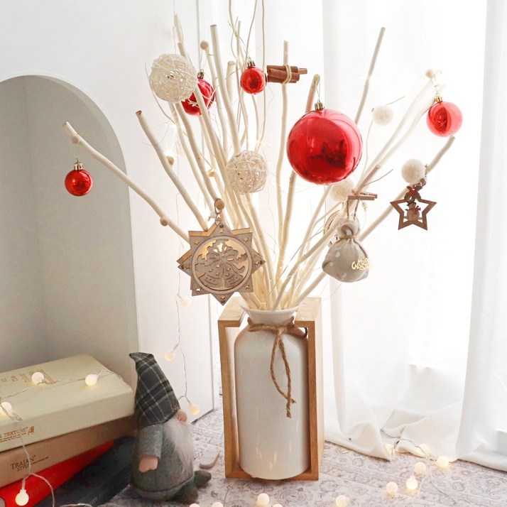 노블리 럭셔리 화병 우드 크리스마스 트리 + LED 전구 세트