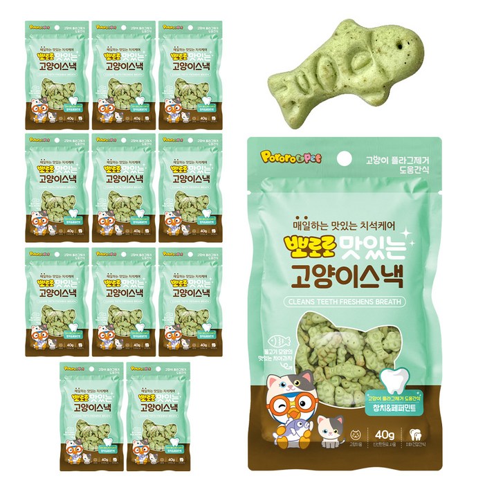 뽀로로펫 고양이 스낵 40g, 참치 + 페퍼민트 혼합맛, 40g, 12개 20230726
