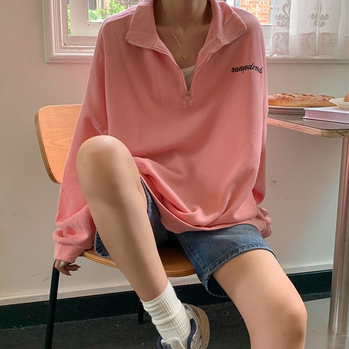 마켓에이 여성용 버드 하프 지퍼 맨투맨