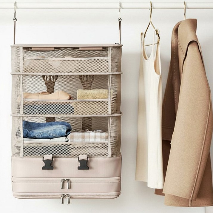 메종드리빙 [프리미엄] 옥스포드 구김방지 걸이형 캐리어 압축 정리 수납 다용도 4단 여행용 파우치