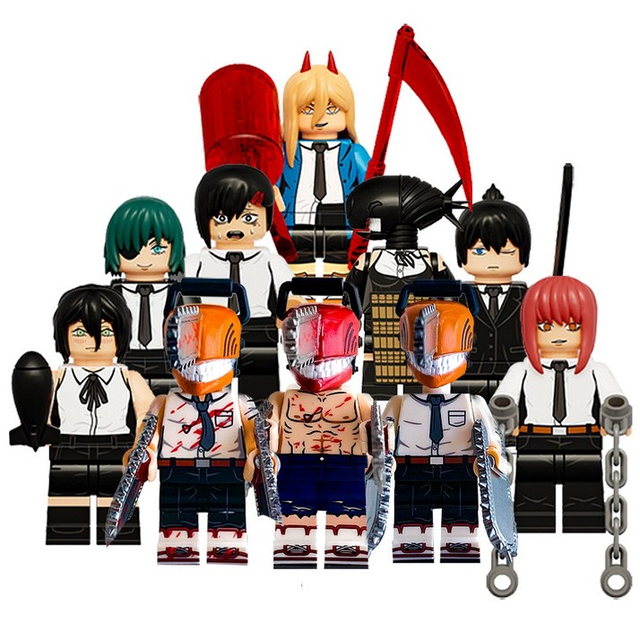 크앤비 체인소맨 전기톱맨 포치타 덴지 마키마 아키 장식 미니 블록 세트, 체인소맨블록세트10종, 1개