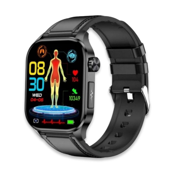 액션맨 글루코워치 ET 건강데이터 스마트워치, 블루투스, 5.13cm, 블랙실리콘+블랙레더