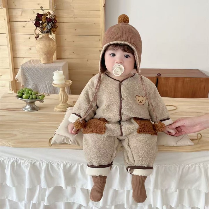 유아 아기옷 겨울 방한 양면 패딩 집업 외출뽀글 롬퍼