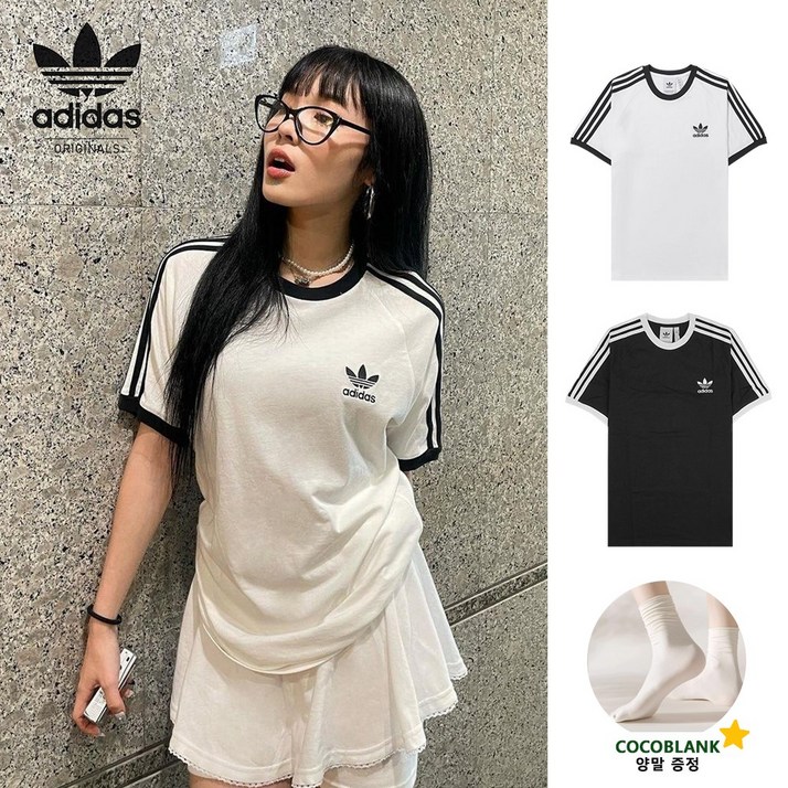 아디다스 3S 삼선 반팔티 링거티 cocoblank 양말증정