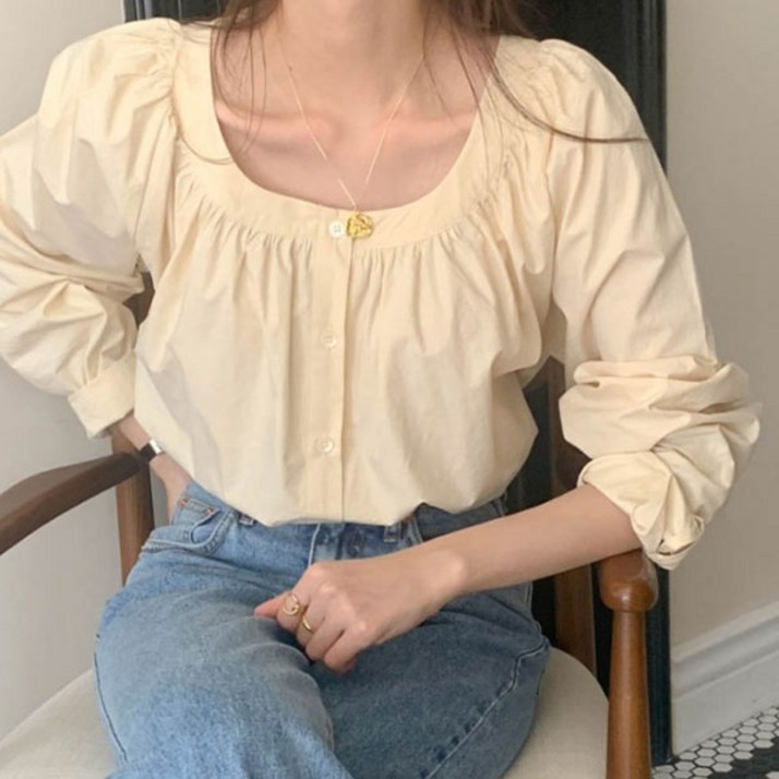 랜덤플레이 U넥 데일리 꾸안꾸 기본 블라우스