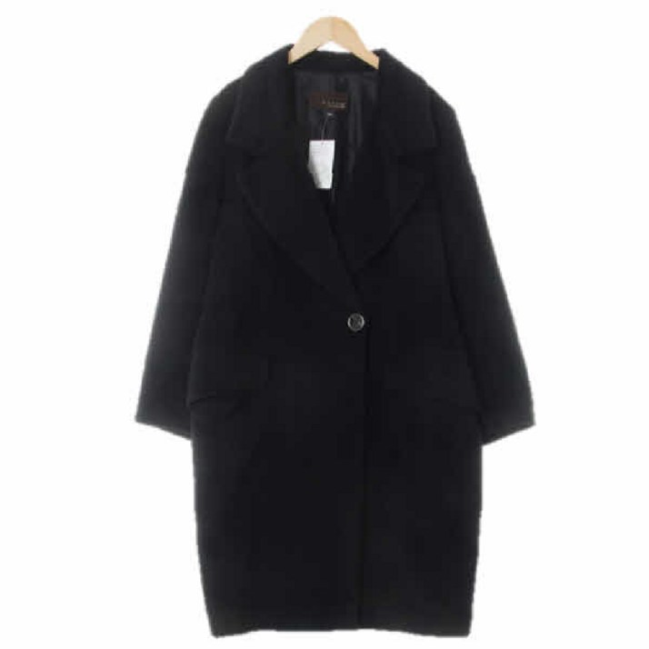 7687 미샤 블랙 울혼방 모헤어더블카라광택코트 [82-155]