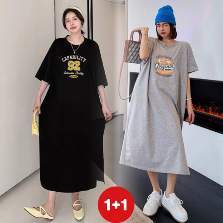 프리티쥬시 11 여성 캐주얼 데일리 루즈핏 롱원피스 2종세트