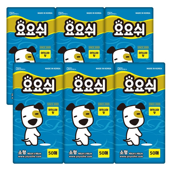 요요쉬 배변패드 소형 (40X48cm) 스카이 아카시아향 50매, 50개입, 6개