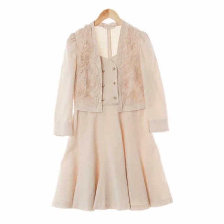 2742 에고이스트 아이보리 면혼방 수술플라워크링클8부원피스 L