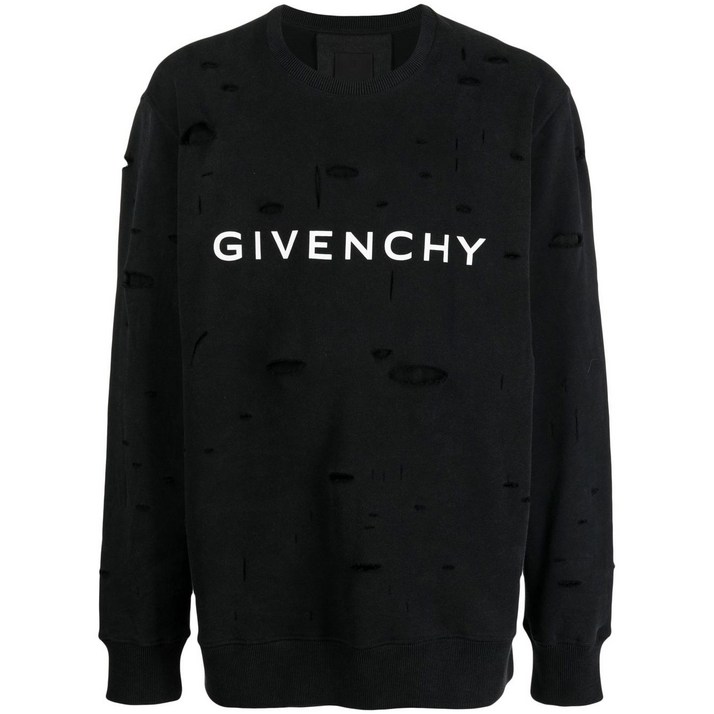 지방시 로고 프린트 디스트레스드 스웨트셔츠