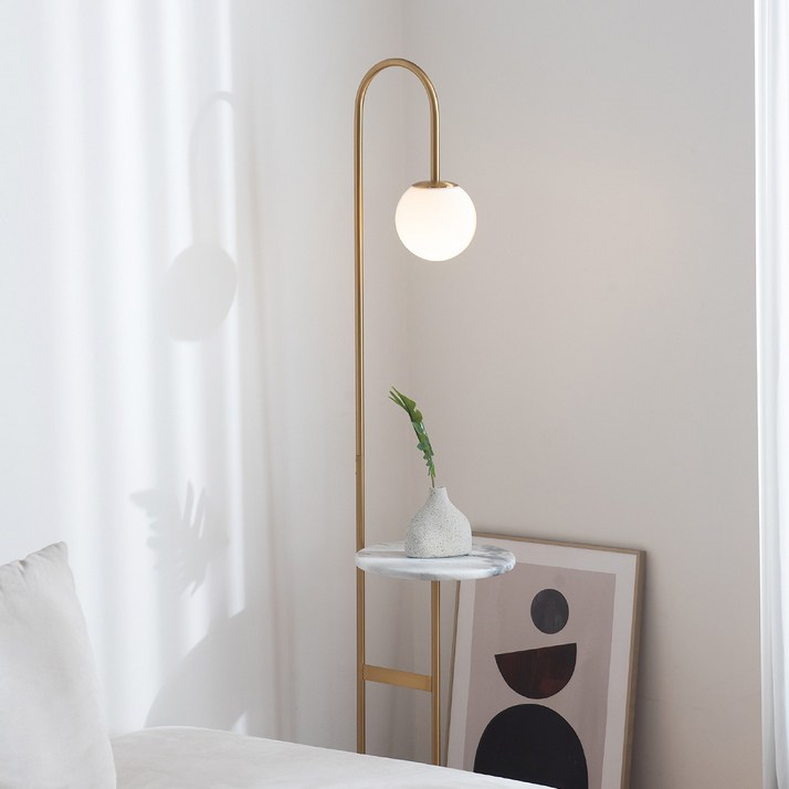 아토조명 보누 스테이블 유리볼 장스탠드 마블 트레이 간접조명, 보누 테이블 스탠드 + 주백색