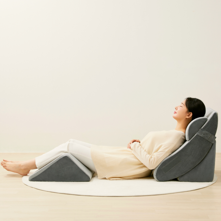 슬립웍스 모듈쿠션 듈스 삼각 대형 등받이 쿠션 침대 베개, 나노쿨 그레이코튼, 1개