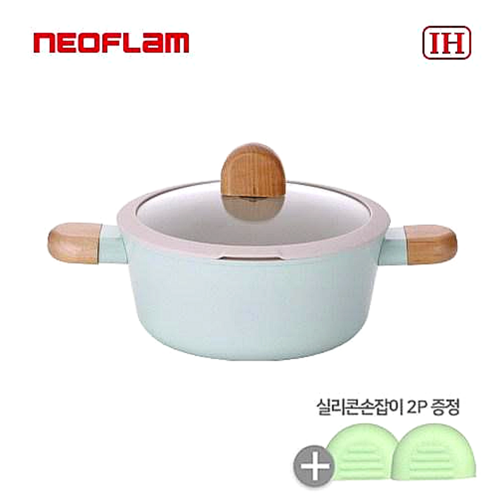 네오플램 브로테 우드핸들 IH 인덕션 양수냄비, 1개, 민트, 20cm
