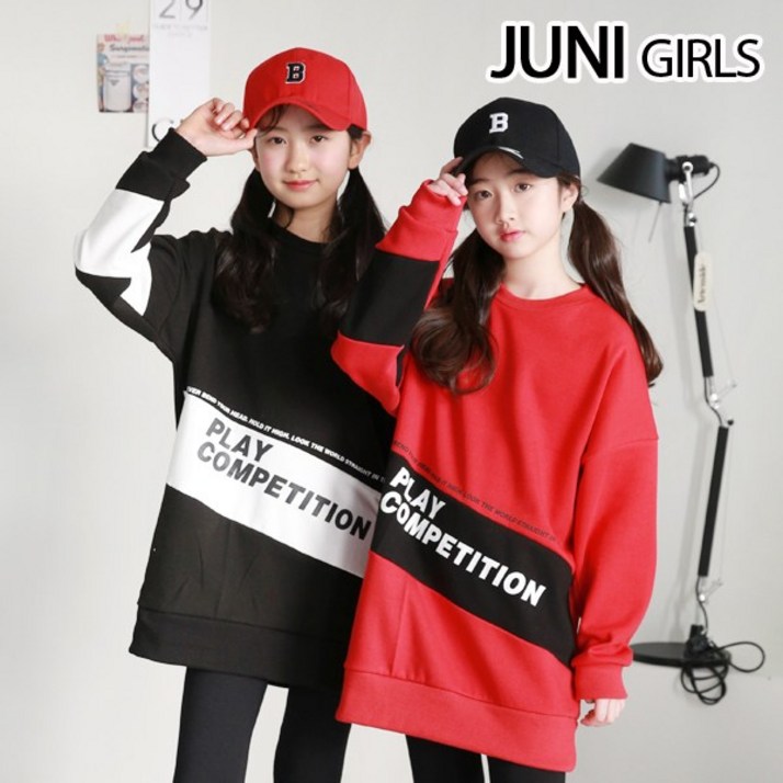 주니걸즈 플레이배색 롱티셔츠