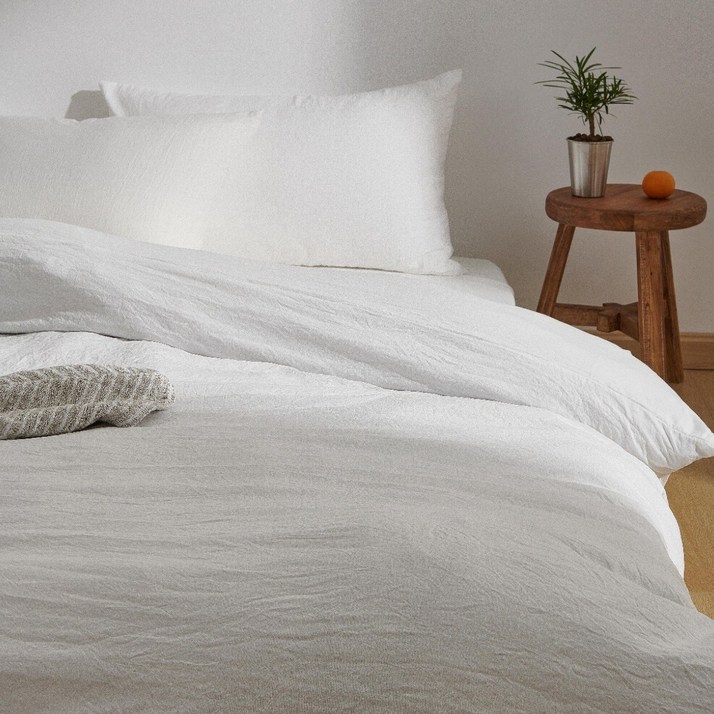 HOMERA 호메라 사계절 호텔식 싱글 초속건조 편안한 부드러운 이불커버, 클린 화이트